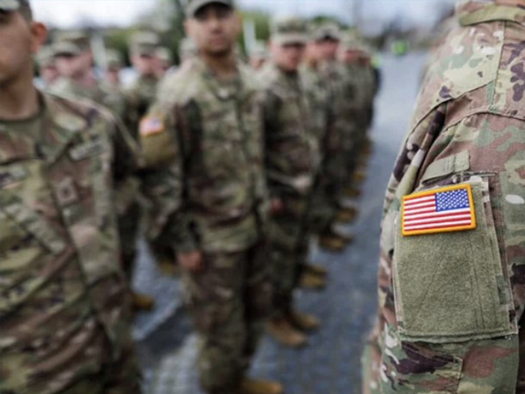 US soldiers with flag patch