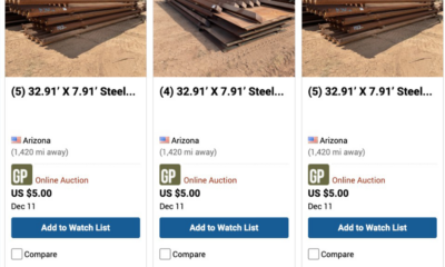 border wall panels auction